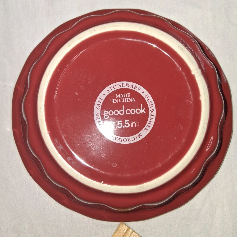 Good Cook Red Ceramic Pie Plate Dish‎ Scalloped Edge 5.5 Inch Oven Safe